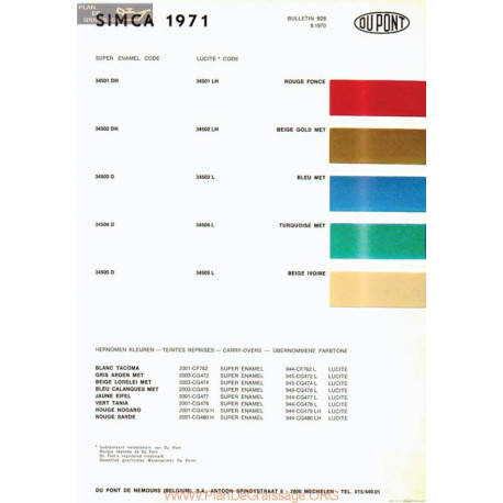 Simca Color Dupond Gamme 1971