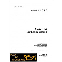 Sunbeam Alpine Si Sv List Parts 1965