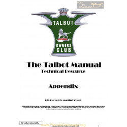 Talbot G12 Appendix