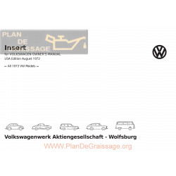 Volkswagen All Bus 1973 Owners Manual Insert