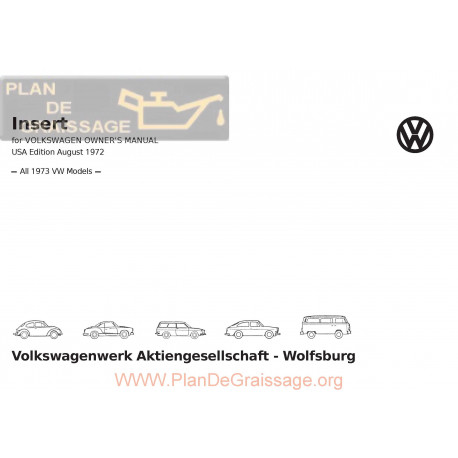 Volkswagen All Bus 1973 Owners Manual Insert