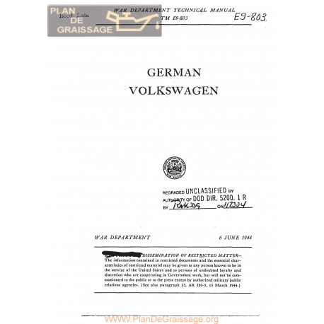 Volkswagen Beetle Type 1 1944 War Department Technical Manual E9 803