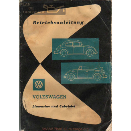 Volkswagen Beetle Type 1 Aout 1961 Bug Owner S Manual German