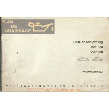Volkswagen Beetle Type 1 Aout 1971 1972 Owner S Manual German