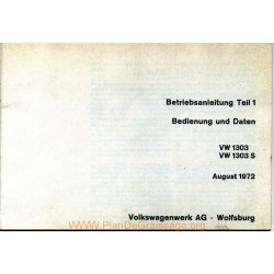 Volkswagen Beetle Type 1 Aout 1972 Owner S Manual German