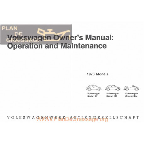 Volkswagen Beetle Type 1 Aout 1972 Owner S Manual