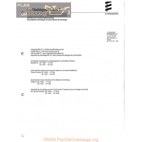 Volkswagen Eberspacher Bn2 Technical Description