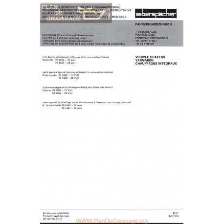 Volkswagen Juillet 1976 Bn4 Usa Installation Instructions