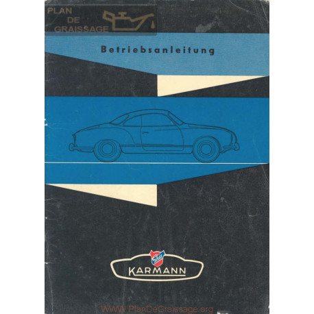 Volkswagen Karmann Ghia Mars 1956 Owners Manual German