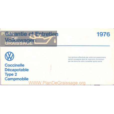Volkswagen Type 2 Bus 1976 Warranty Maintenance French