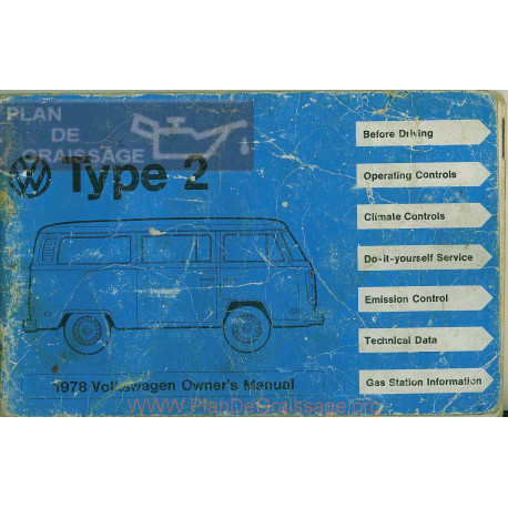 Volkswagen Type 2 Bus 1978 Manuel Utilisateur