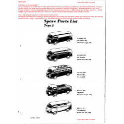 Volkswagen Type 2 Bus Avril 1958 Parts List