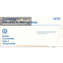 Volkswagen Type 2 Bus Campmobile 1976 Warranty Maintenance