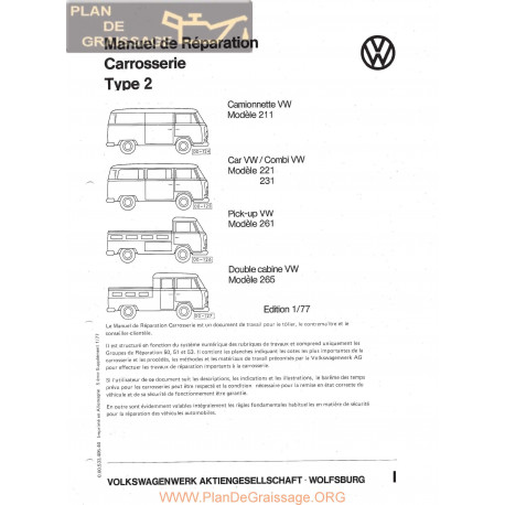 Volkswagen Vw  Type 2 1972 1979 Manuel Carrosserie