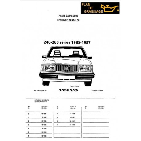 Volvo 240 260 Parts Catalogue 1985 1987