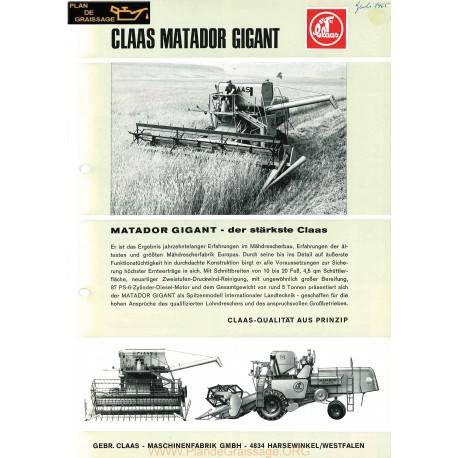 Claas Matador Gigant Moissonneuses