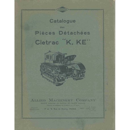 Cletrac K Et Ke Catalogue Pieces Detachees Chenillards