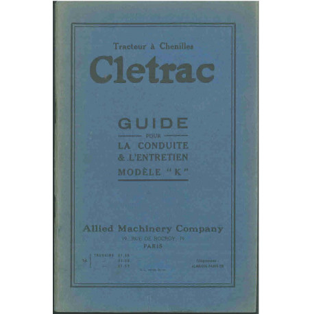 Cletrac K Guide Entretien Chenillards