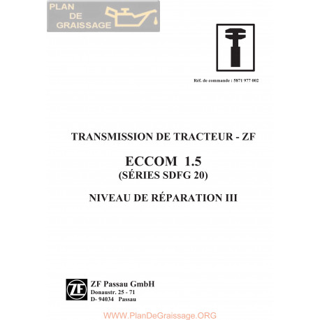 Deutz Transmission Zf Eccom 15 Manuel Atelier