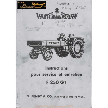 Fendt F 250 Gt Manuel