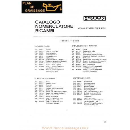 Ferrari Tractor 72s Catalogue Pieces Motoculteurs