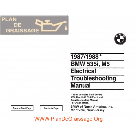 Bmw 535i M5 1987 1988 Electrical Troubleshooting Manual