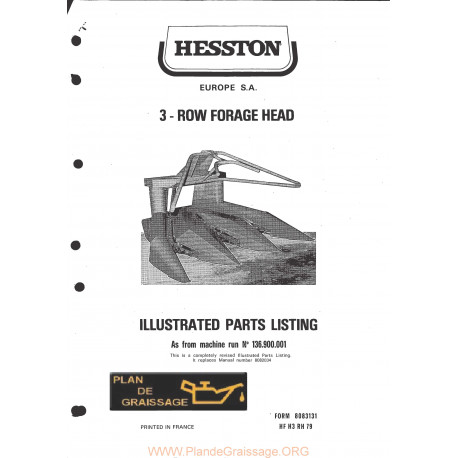Hesston 3 Row Forage Head Header